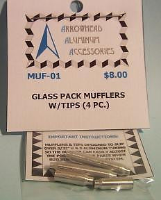 Scale Detail Accessories / Glass Pack Mufflers With Tips - 4 PC.